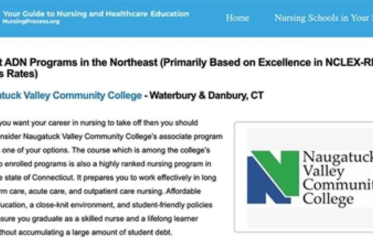 Naugatuck Valley Community College Nursing Program Ranks Among Top Colleges in the Northeast