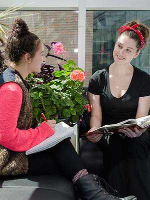 Students reviewing notes