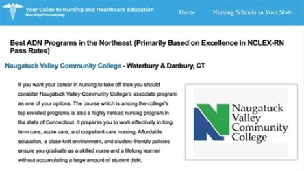 Naugatuck Valley Community College Nursing Program Ranks Among Top Colleges in the Northeast